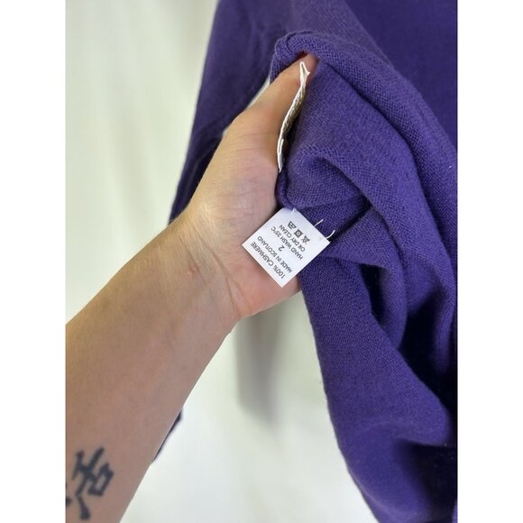 Queen of Cashmere Monogram Soft Cashmere Crewneck Sweater Purple Womens Small - Picture 6 of 8
